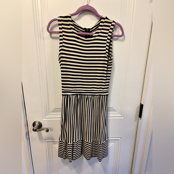 Hi-Line Madewell Women's Sleeveless White Black Striped A-Line Dress Size S - Picture 1 of 3